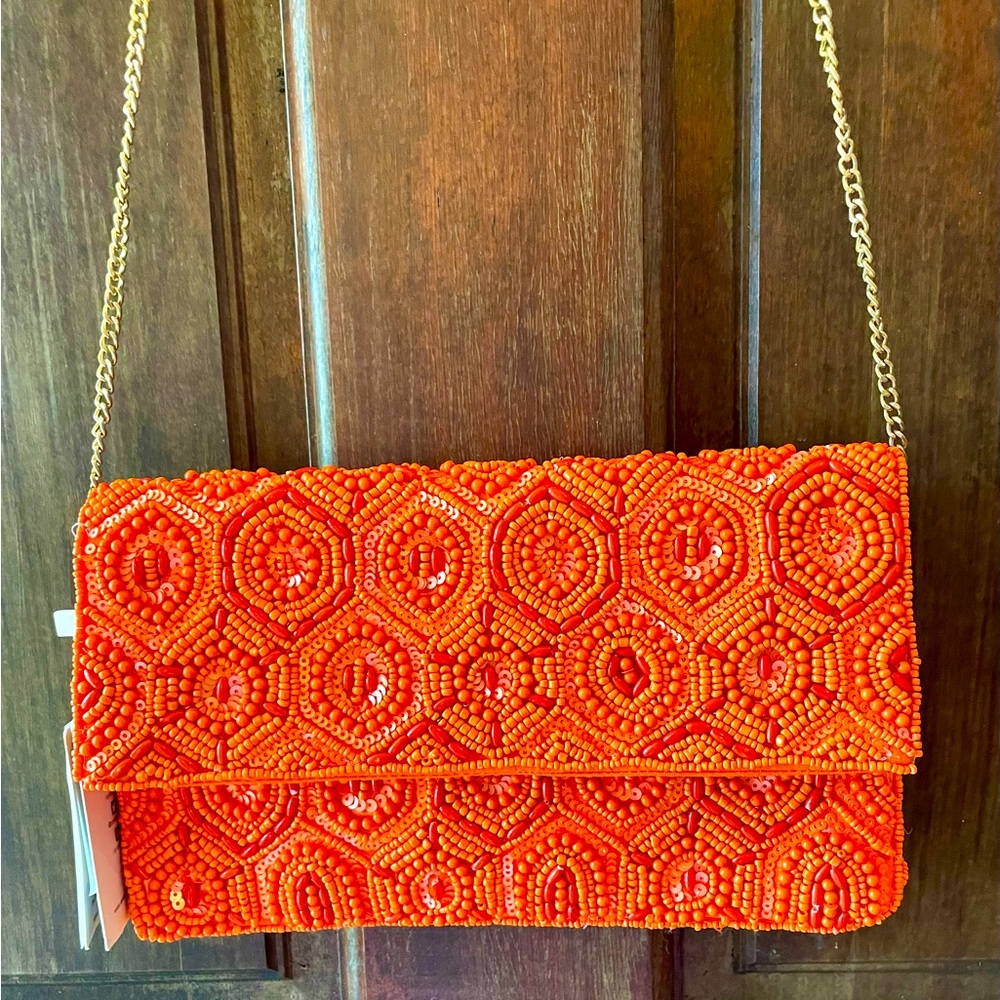 Gorgeous Antik Kraft Tangerine Beaded Purse NWT